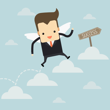 businessman fly to success on the skyのイラスト素材