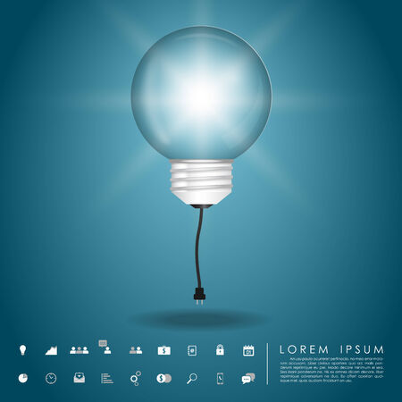 balloon idea lightbulb with business icon vectorのイラスト素材