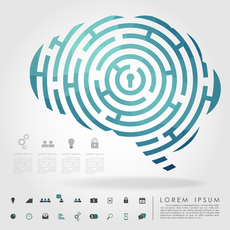 brain maze geometry with business icon vectorのイラスト素材