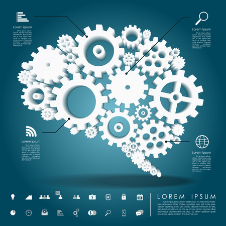 brain gear 3d with business icon vectorのイラスト素材