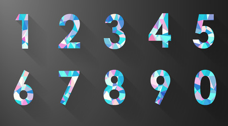 polygon number set on black background vectorのイラスト素材