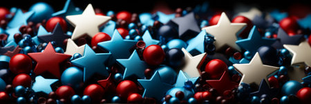 4th of July, Independence Day banner, Background, with Red, White and Blue Stars, AI Generated, copy spaceの素材