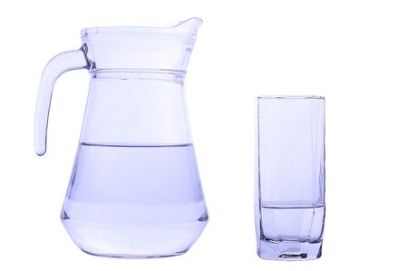 Carafe and glass with crystal clear water