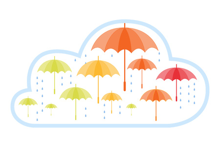 Umbrellas in the cloud. Warm colorsのイラスト素材
