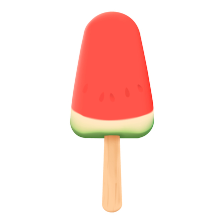 Bright realistic watermelon ice-cream on white background. Looks very tasty. Vector illustrationのイラスト素材