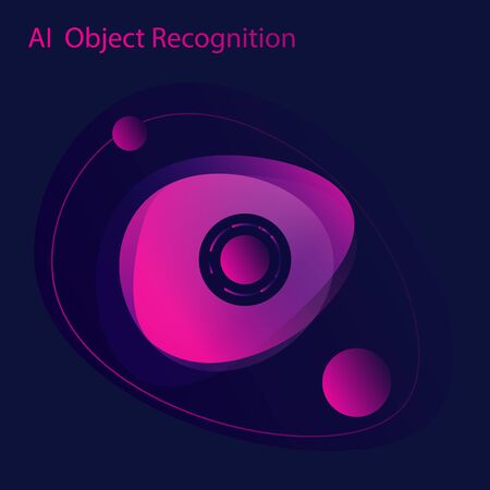 Artificial intelligence cyber security or object recognition design concept. Eye as a artificial intelligence guardian or part of ai protection system. Vector illustrationのイラスト素材