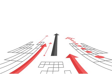 Arrows that show direction to success, goal, target or top. Applicable as background or part of web design. Vector illustrationのイラスト素材