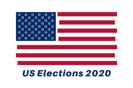 American flag with check mark symbols instead stars. US 2020 president election text and usa flag....