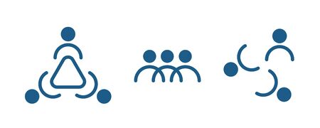Set of people collaboration icons. Team, leadership, teamwork, community, social communication logo....