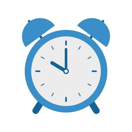 Alarm clock icon with bells and hour, minute hands with clock face. Alarm timer shows 10 clock. Reminder concept. Flat vector illustration.の写真素材