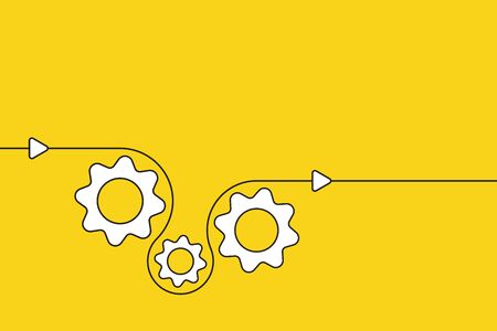 Gear cog, cogwheels demonstrate business process. 3 cogwheels template for infographics. Three wheels generate ideas for business. Progress, process, collaboration illustration. Vector illustration.