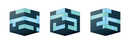 Cube in 3d projection. Geometric design pattern concept for banners, posters. Graphic design concept. Cube shape. lat vector illustrationのイラスト素材