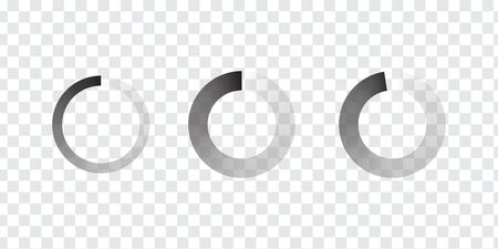 Circle progress bar loader. Round cyclic bar icon. Applicable as upload, download icon. Part of web app interface. Transparent progress bar. Flat vector illustrationの写真素材