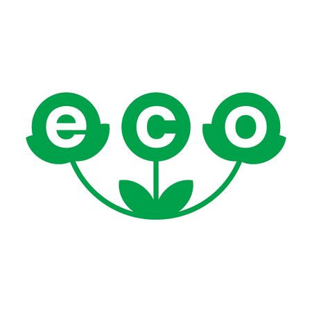 Eco friendly product labels, tags, icons. Eco, bio stickers. Bio labels for healthy food, natural products. Minimal design organic icons. Flat vector illustrationのイラスト素材