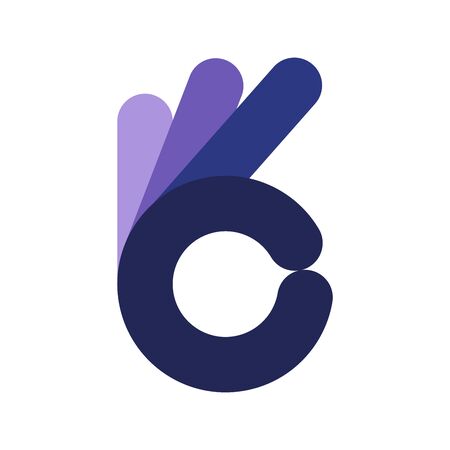 Ok gesture icon. Simple Ok symbol. Approved blue sign. Okay arm with simple shapes. Flat vector illustrationのイラスト素材