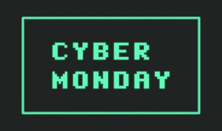 Cyber monday discount banner. Sale on cyber monday. Holiday sale. Old green retro typography or font. Online shopping day.のイラスト素材