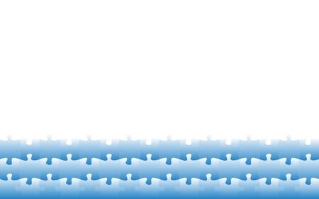 Blue puzzle pieces as water waves. Jigsaw waves. Puzzle blue background. Flat vector illustrationのイラスト素材
