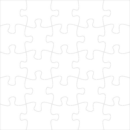 20 jigsaw pieces template. Twenty puzzle pieces connected together. Jigsaw or puzzle elements template. Flat vector illustrationのイラスト素材