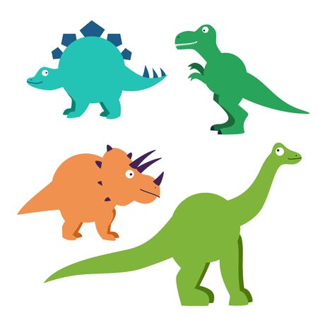 Set of cartoon dinosaurs characters - t rex etcのイラスト素材