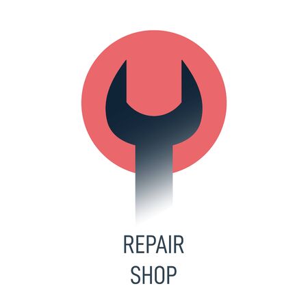 Repair shop logo. Wrench or spanner inside circle. Repair service or maintenance concept. Maintenance logo or icon. Vector illustrationのイラスト素材