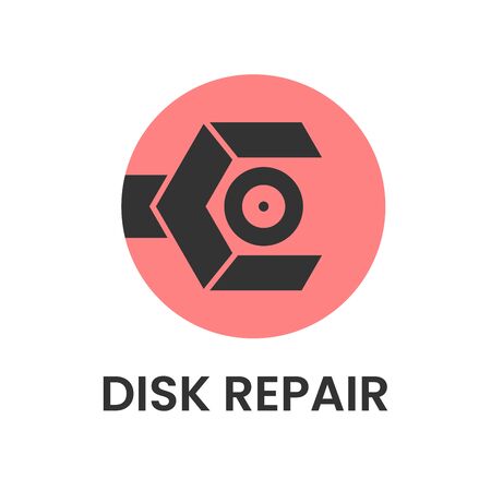 Disk, tire or car Repair shop  . Wrench with car disk or spanner inside circle. Repair service or maintenance concept. Maintenance  or icon. Vector illustrationのイラスト素材
