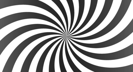 Sunburst background with black, white and gray rays. Spiral curved rotating background with rays.のイラスト素材