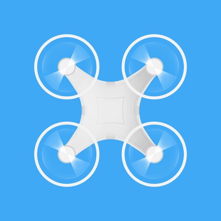 White drone symbol on blue isolated background.のイラスト素材