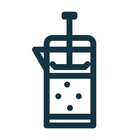 French press icon with coffee or tea inside. French press line symbol. Vector illustrationのイラスト素材