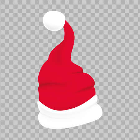 Red santa hat with white fur. Xmas clothingのイラスト素材