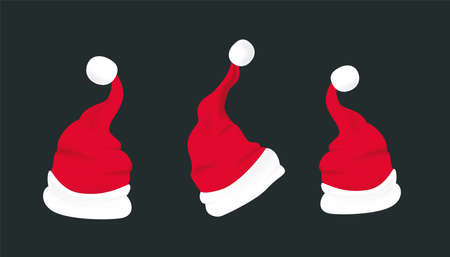 Red santa hat with white fur. Xmas clothingのイラスト素材