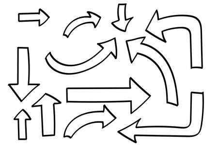 Doodle symbols. Pointer icons. Pointer graphic symbols.のイラスト素材