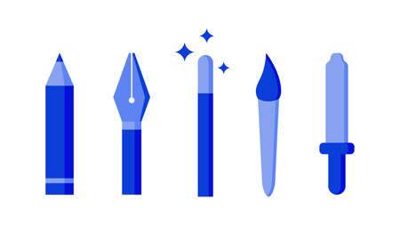 Artist tools tools like pencil, brush, dropper, paintbrushのイラスト素材