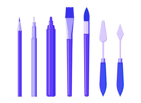 Set of art tools - pencil, brush, liner, pen, markerのイラスト素材