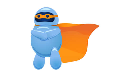 Cute super bot standing with crossed armsのイラスト素材
