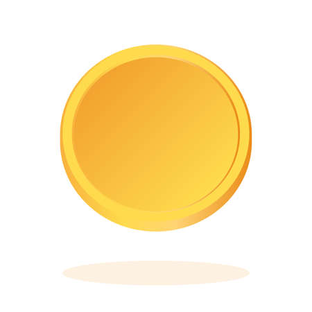 Gold coin. Golden money. Applicable for gambling games, jackpot or bank or financial illustration. Can be used for video game awards, ribbons. Vector illustration.のイラスト素材