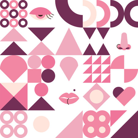Pierced girl with nose, lips piercing. Neo geo style illustration.のイラスト素材