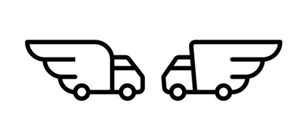 Truck body as wing. Delivery, shipment or transport icon.のイラスト素材