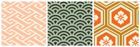 Asian seigaiha seamless pattern with sea waves