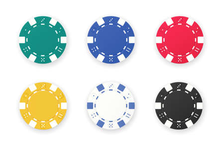 Set of gambling game like poker dice or roulette chipsのイラスト素材