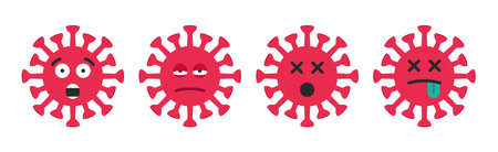 Set of emoticon coronaviruses, viruses, covid 19. Covid iconsのイラスト素材
