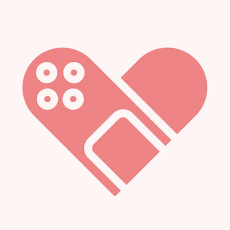 Medical plaster as heart shape. Medical protection conceptのイラスト素材