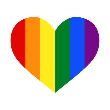 Lgbt flag inside heart. Gay flag symbol. Lgbtq flag sign.のイラスト素材