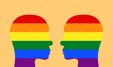 Lesbian couple, heads opposite each other.のイラスト素材