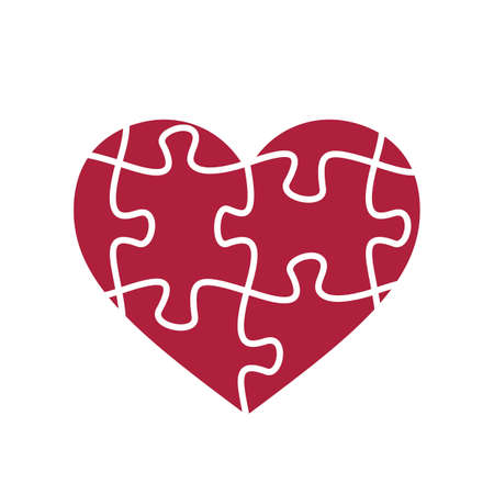 Puzzle heart shape. Puzzle pieces. Valentine day symbol.のイラスト素材