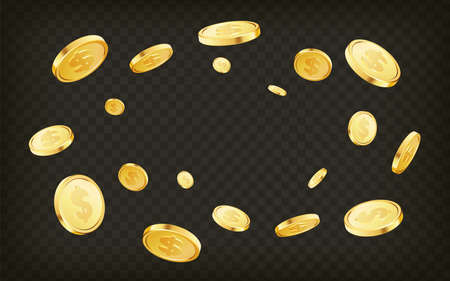 Casino jackpot or win concept. Golden coins explosion.のイラスト素材