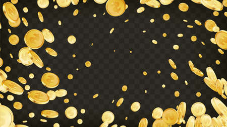 Casino jackpot or win concept. Golden coins explosionのイラスト素材