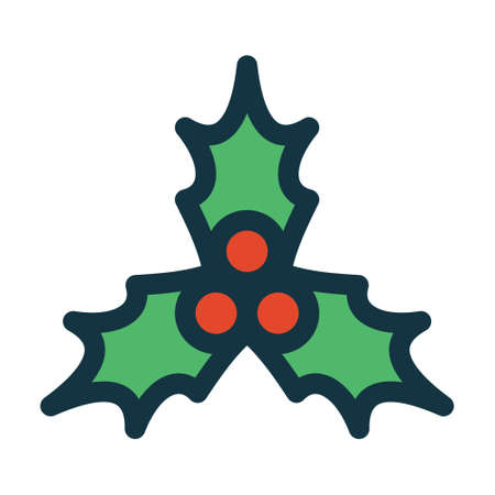 Holly line icon. Christmas decoration iconのイラスト素材