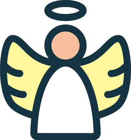 Angel with wings line icon. Vector illustrationのイラスト素材