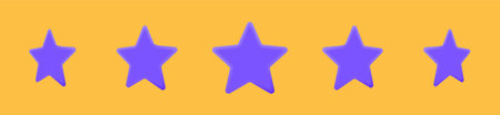 Purple star icon on yellow background. 3d star shape icons.のイラスト素材