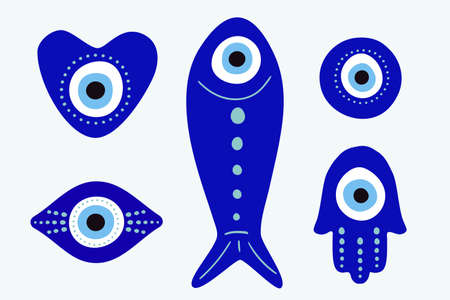Blue Turkish amulet. Fatima eye. Glass nazar.のイラスト素材